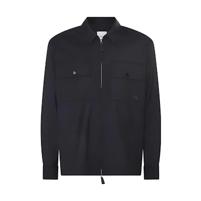 Burberry Solid Logo Zip-Up Navy Shirt 80709711