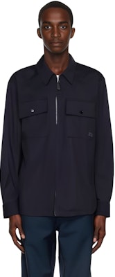 Burberry Solid Logo Zip-Up Navy Shirt 80709711 Shop Burberry Solid Logo Zip-Up Navy Shirt 80709711
