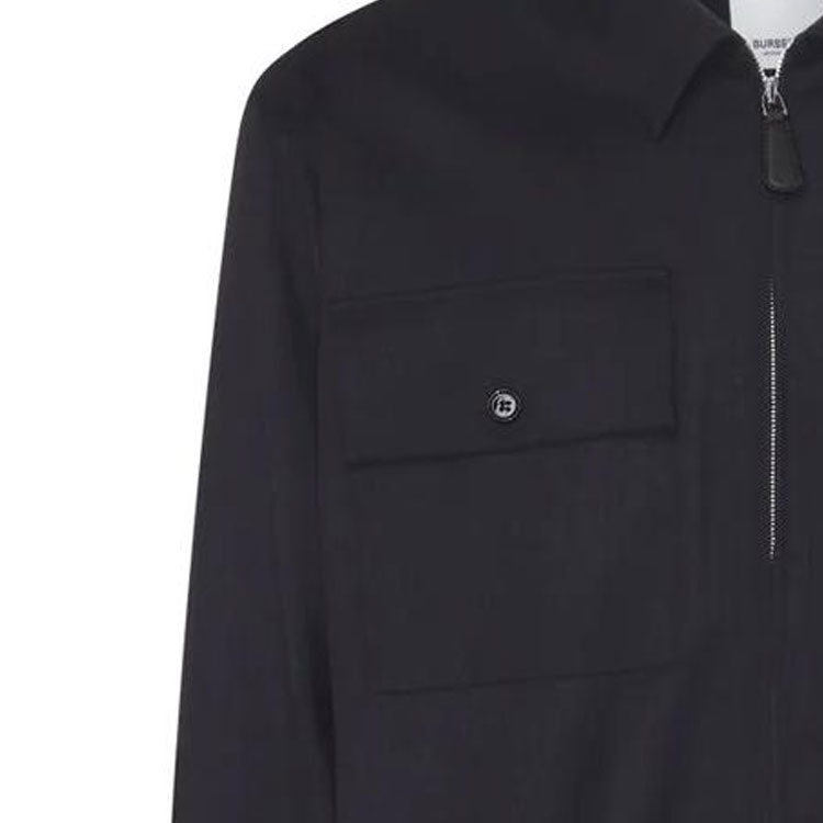 Details for Burberry  Solid Logo Zip-Up Navy Shirt 80709711