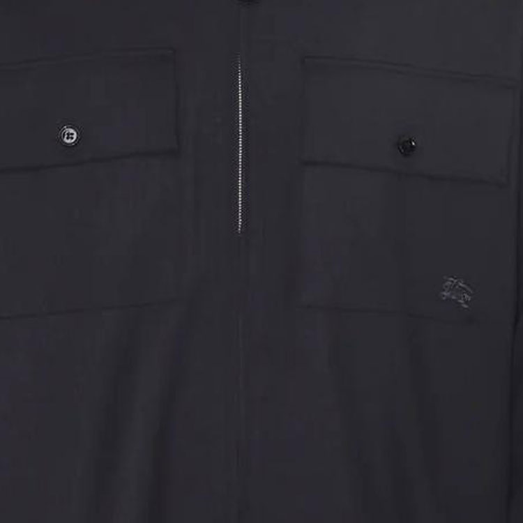 Sizing Burberry  Solid Logo Zip-Up Navy Shirt 80709711