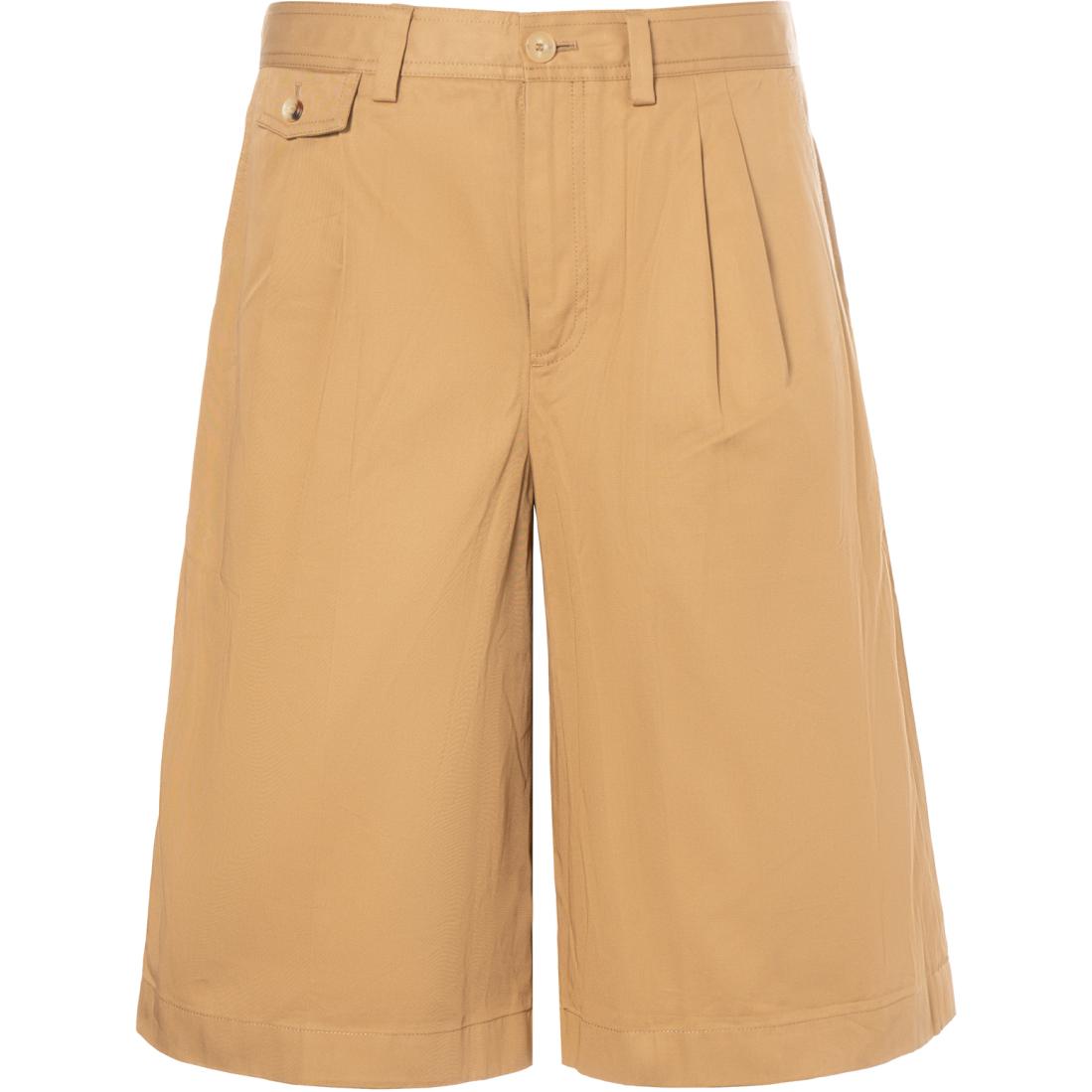 Burberry  Solid Pleated Straight Casual Shorts Khaki. 80314611