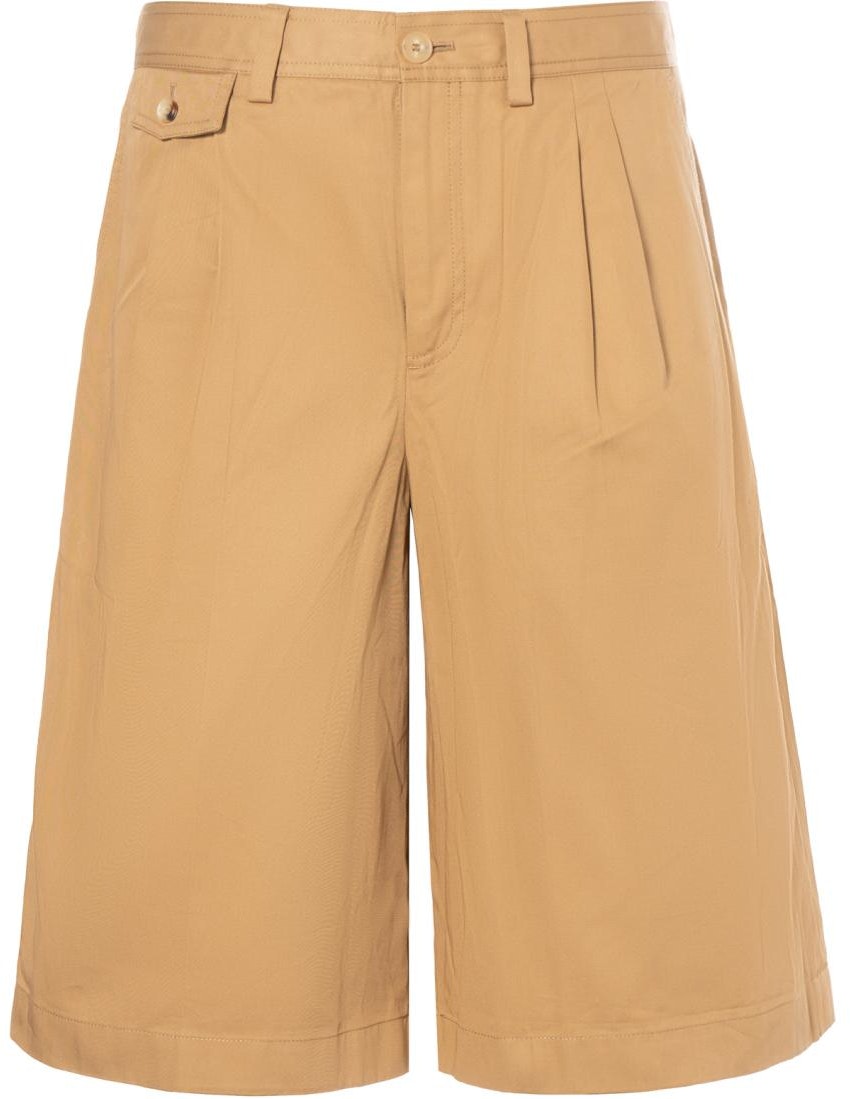 burberry-solid-pleated-straight-casual-shorts-khaki-80314611