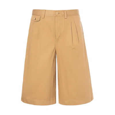 Burberry Solid Pleated Straight Casual Shorts Khaki. 80314611