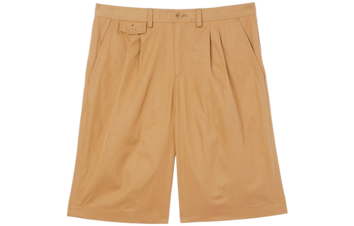Order 버버리 솔리드 플리츠 스트레이트 캐주얼 쇼츠 카키. 80314611