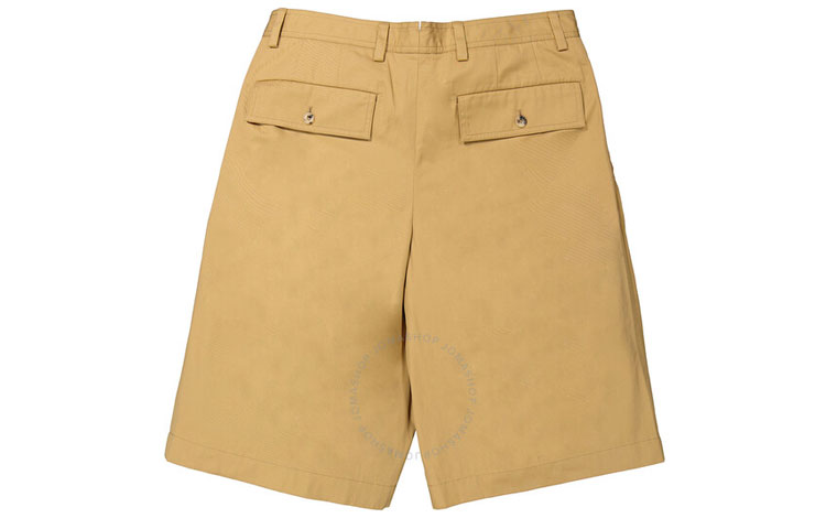 Lookbook 버버리 솔리드 플리츠 스트레이트 캐주얼 쇼츠 카키. 80314611