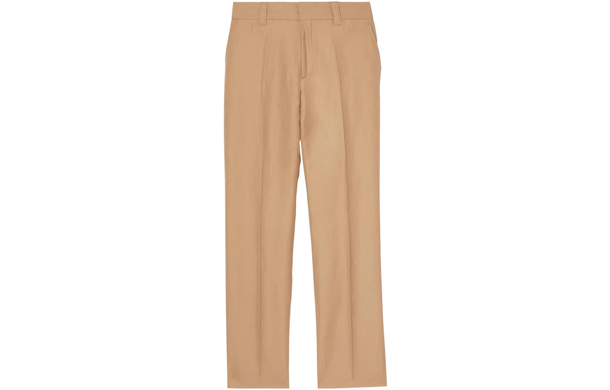 Burberry  Solid Pleated Tailored Trousers Khaki Color 80384851