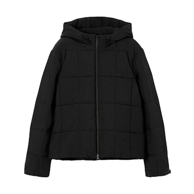 Burberry Solid Quilted Hooded Cotton Jacket Black 80742741