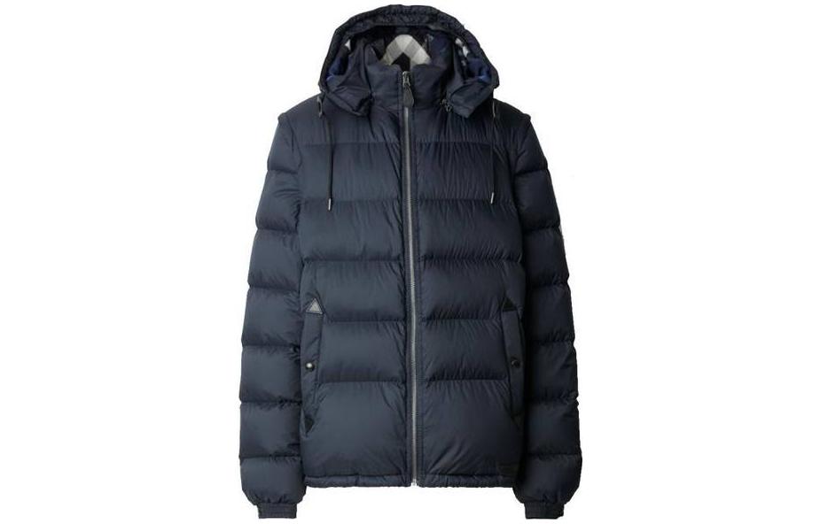 Burberry  Solid Quilted Zip-Up Drawstring Hooded Jacket - Dark Blue 80362101 圖 2