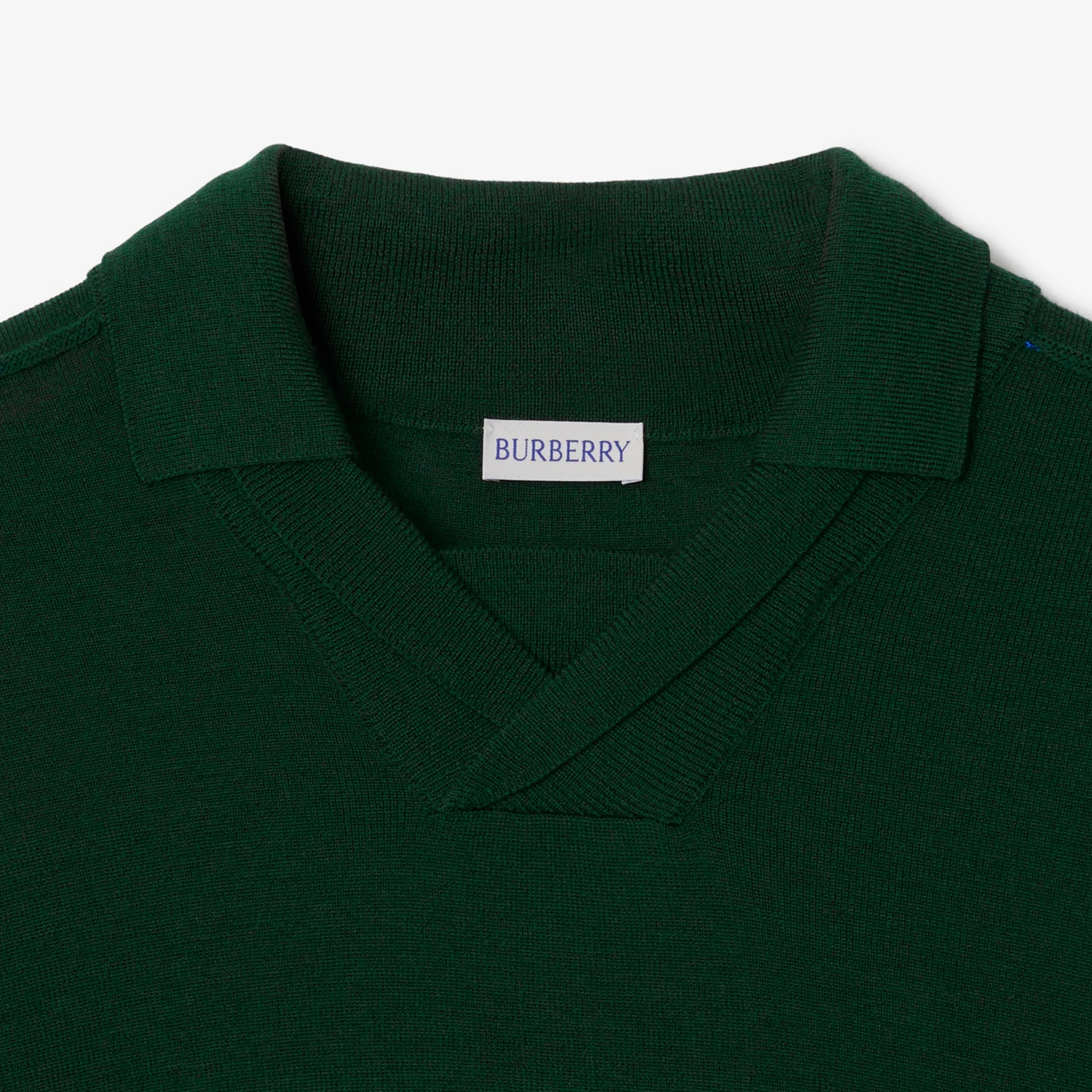 Sizing Burberry  Solid Ribbed Knit Short Sleeve Polo Shirt Ivy Green. 80831821
