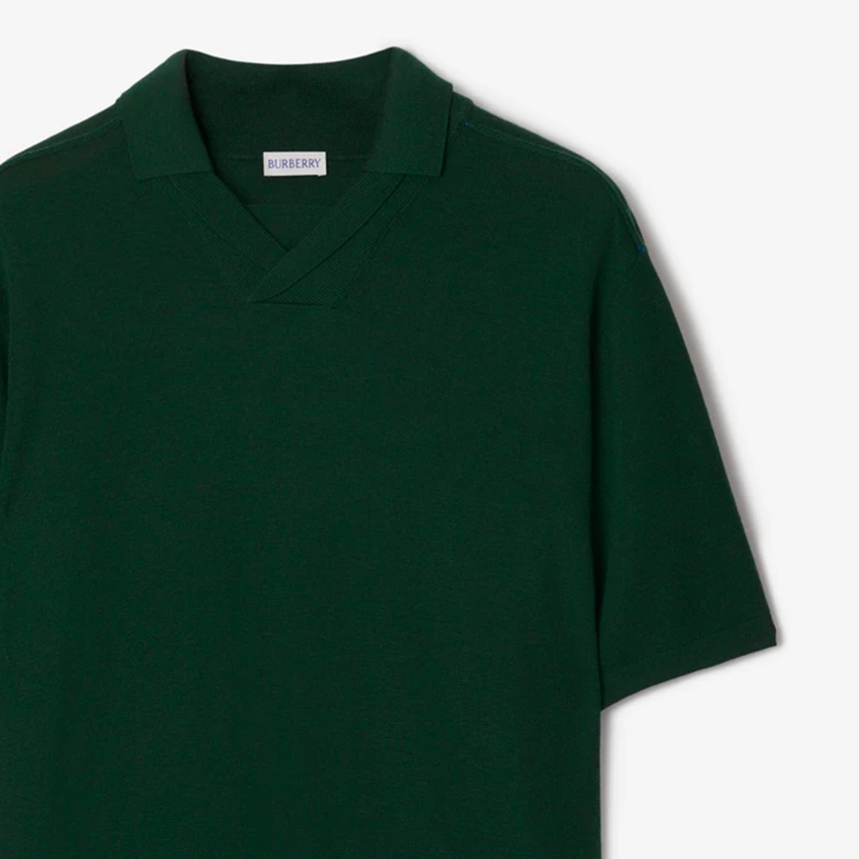 Cheap Burberry  Solid Ribbed Knit Short Sleeve Polo Shirt Ivy Green. 80831821