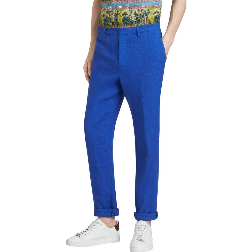 Burberry  Solid Slim Fit Casual Pants Purple Blue 40688111 圖 5