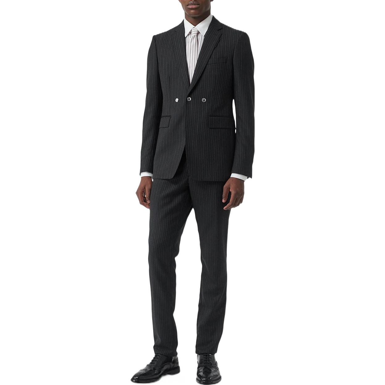 Lookbook Pantalones Casuales Slim Fit de Rayas Sólidas Burberry - Negro. 80138371