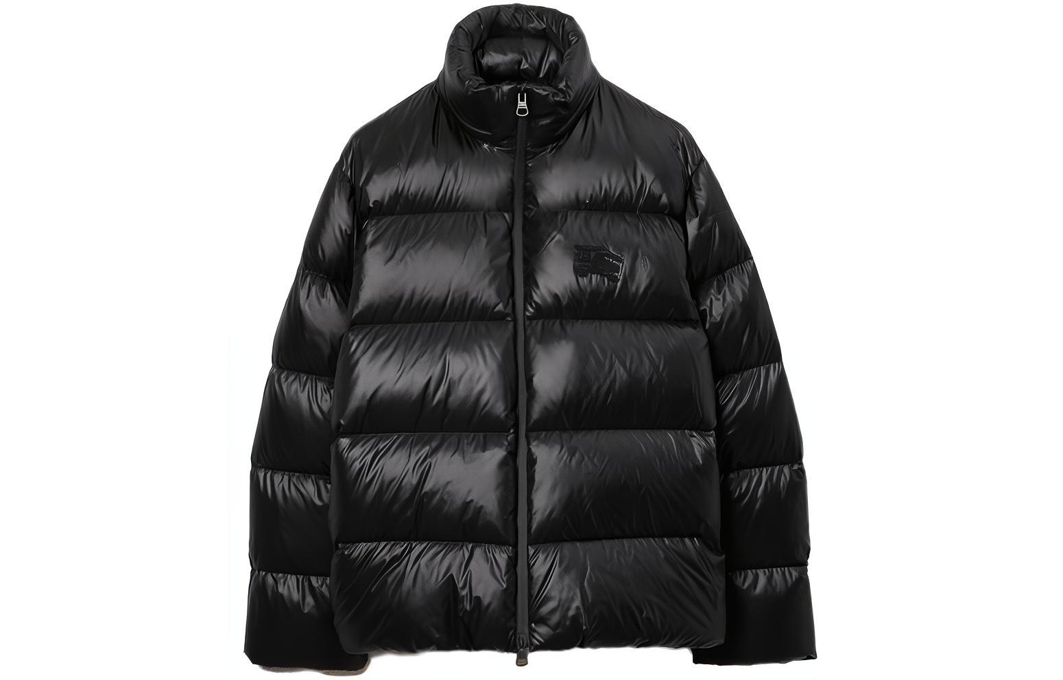 Burberry  Solid Zip-Up Stand Collar Jacket in Black. 80713711