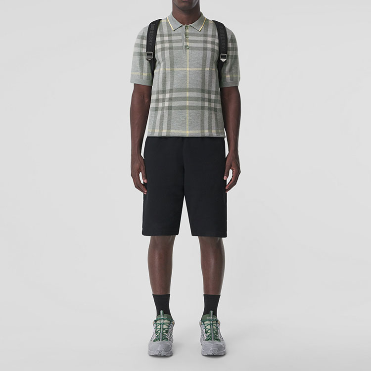 Burberry  SS22 Check Wool Blend Short Sleeve Polo Shirt Light Grey 80496251 圖 3