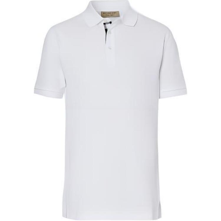 Burberry  SS22 White Solid Buttoned Collar Short-Sleeve Polo Shirt 80362761
