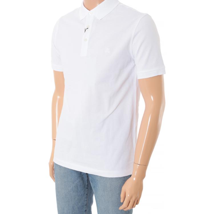 Shop 버버리 SS22 화이트 솔리드 버튼 칼라 반팔 폴로 셔츠 80362761
