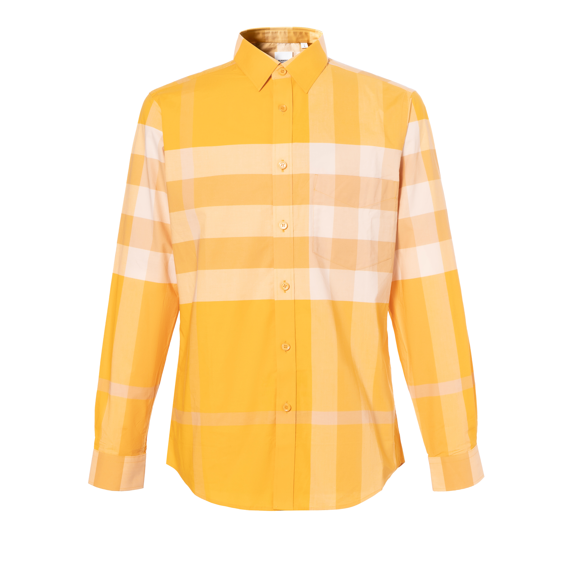 Burberry  SS23 Check Single-Breasted Long Sleeve Shirt Marigold Yellow 80659741