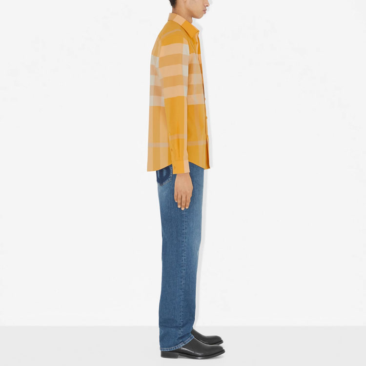 Details for 버버리 SS23 체크 싱글브레스티드 긴소매 셔츠 메리골드 옐로우 80659741