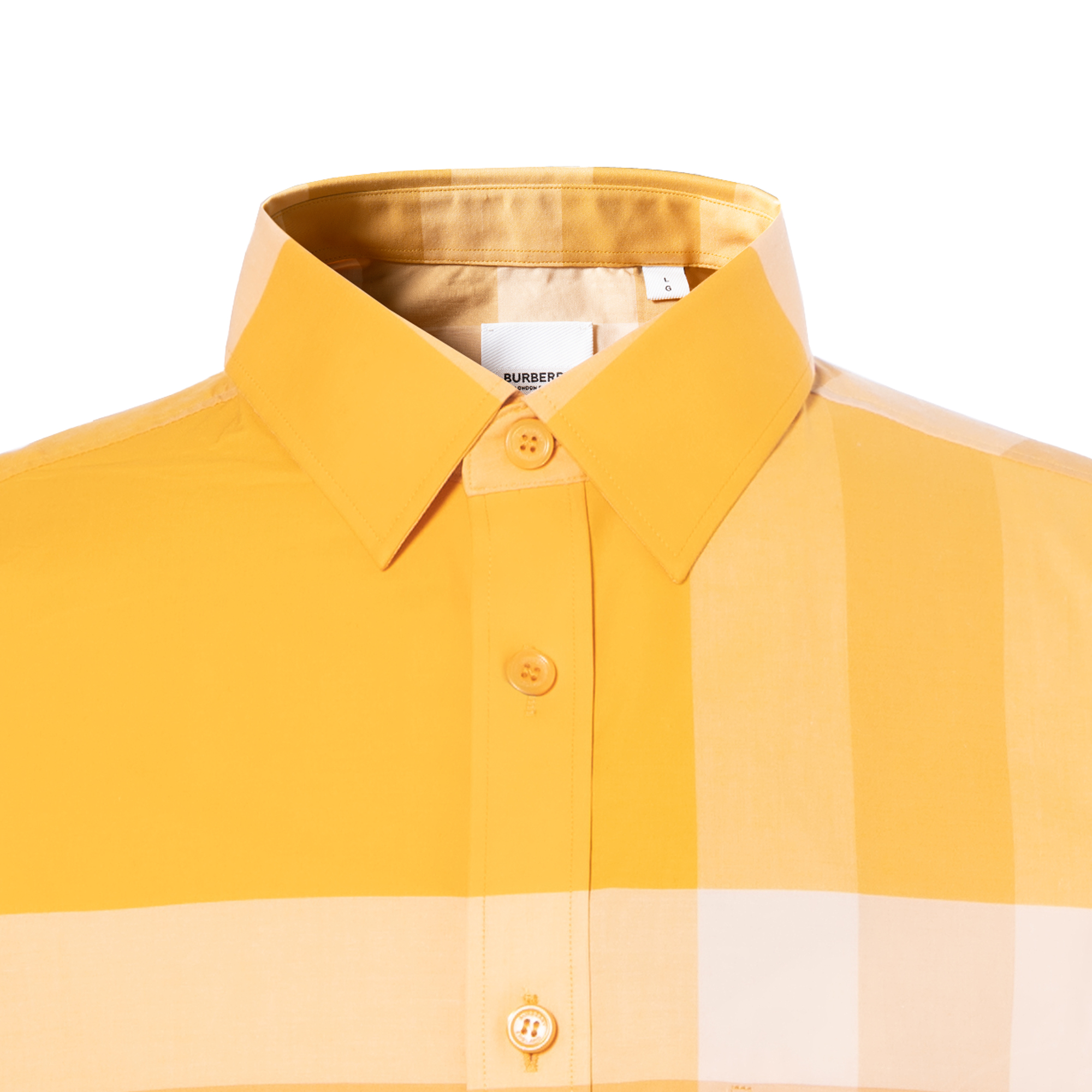 Sizing 버버리 SS23 체크 싱글브레스티드 긴소매 셔츠 메리골드 옐로우 80659741
