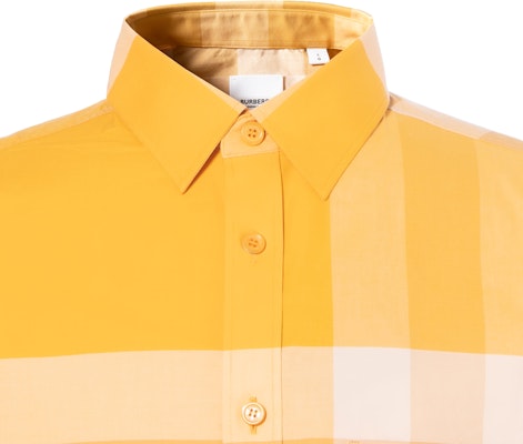 버버리 SS23 체크 싱글브레스티드 긴소매 셔츠 메리골드 옐로우 80659741 Sizing 버버리 SS23 체크 싱글브레스티드 긴소매 셔츠 메리골드 옐로우 80659741