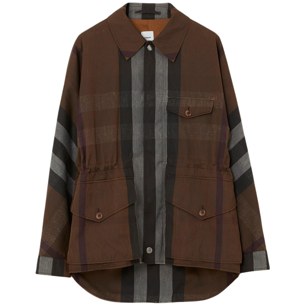 Burberry  SS23 Striped Collar Single-Breasted Jacket Deep Birch Brown. 80700151