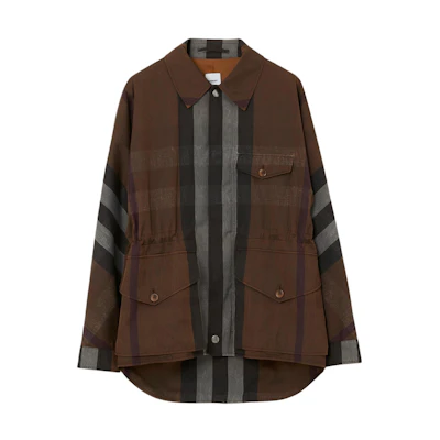 Burberry SS23 Striped Collar Single-Breasted Jacket Deep Birch Brown. 80700151