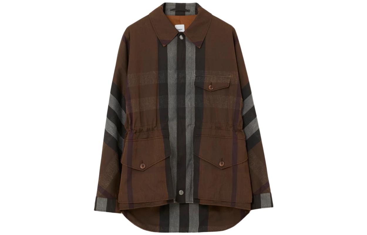 Burberry  SS23 Striped Collar Single-Breasted Jacket Deep Birch Brown. 80700151 圖 2