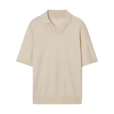 Burberry SS24 Solid Color Wool Short-Sleeve Polo Shirt in Off-White. 80831811