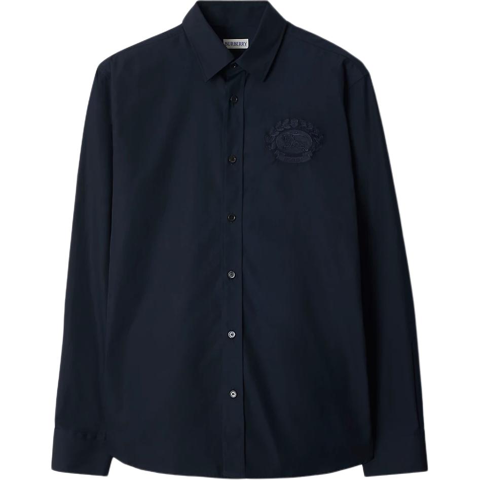 Burberry  Storm Grey Long Sleeve Polo Shirt with Equestrian Knight Logo. 80953341