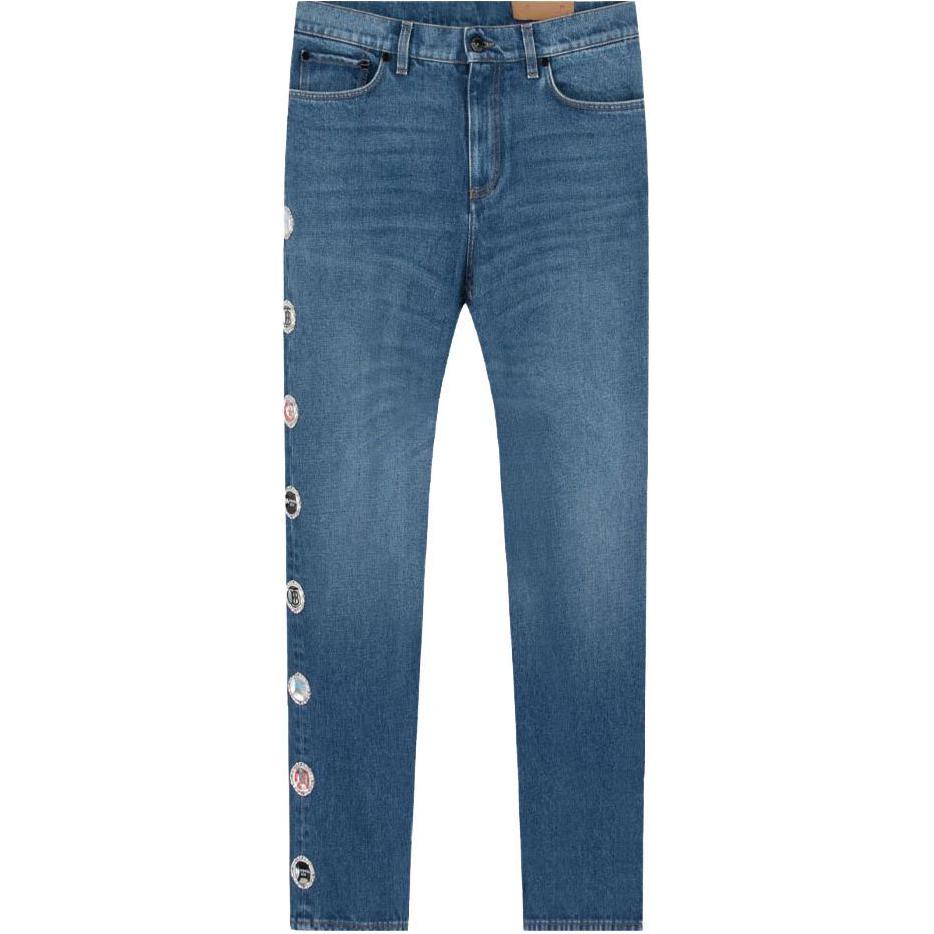 Burberry  Straight-Leg Jeans Blue with Side Pocket and Cap Decoration. 45590601