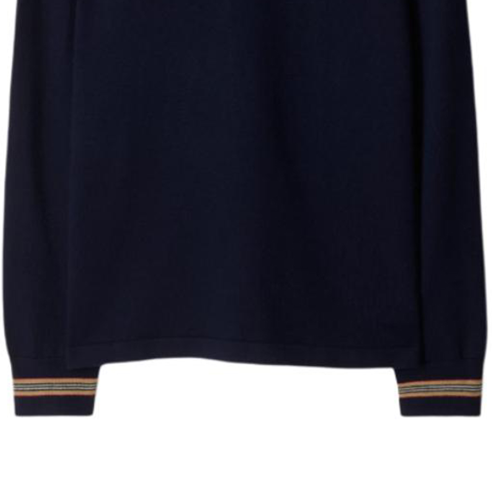 Burberry  Striped Button Straight Long-Sleeve Polo Shirt Navy Blue 80926401 圖 4