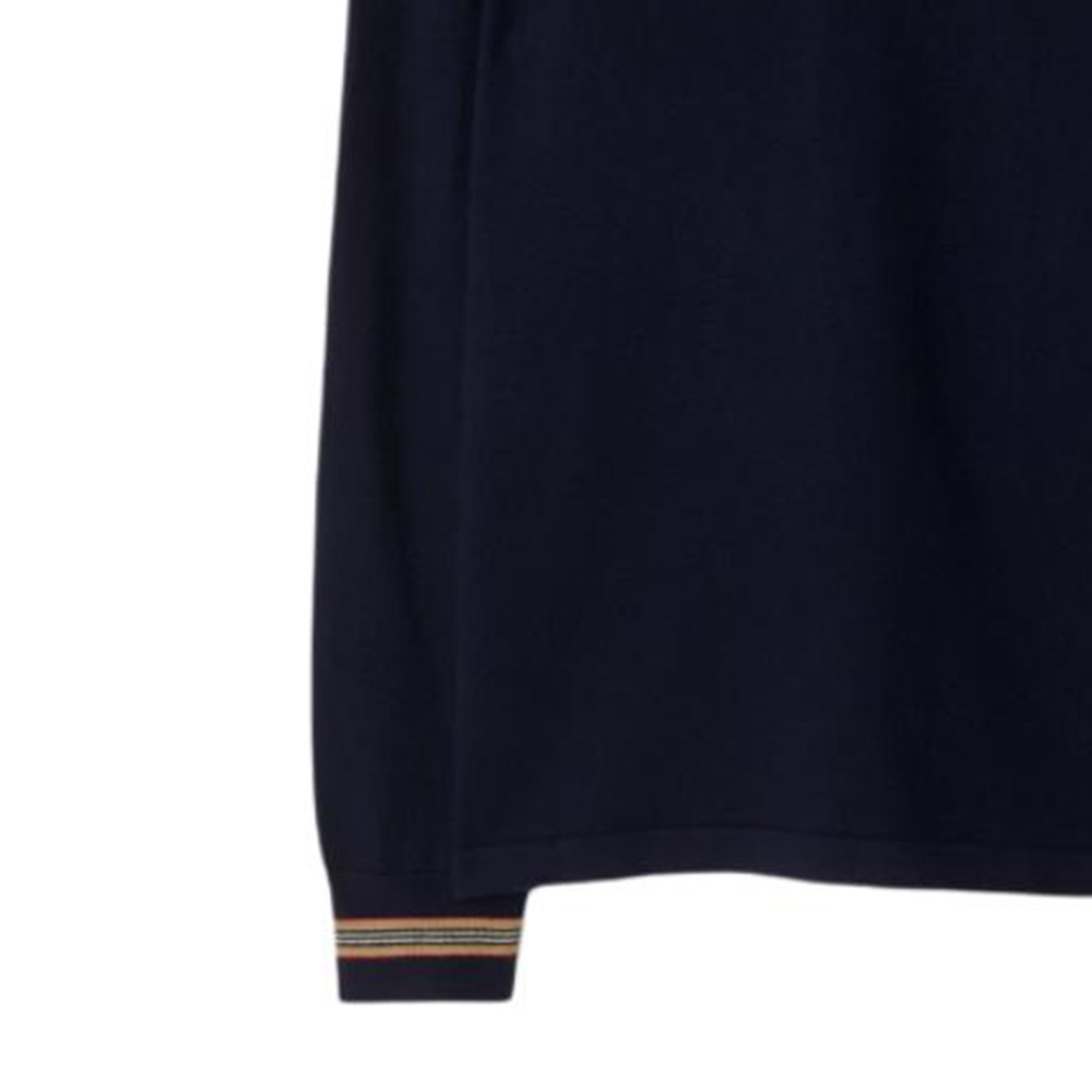 Burberry  Striped Button Straight Long-Sleeve Polo Shirt Navy Blue 80926401 圖 5