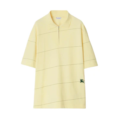 Burberry Striped Embroidered Cotton Polo Shirt Yellow Short Sleeve. 80837191