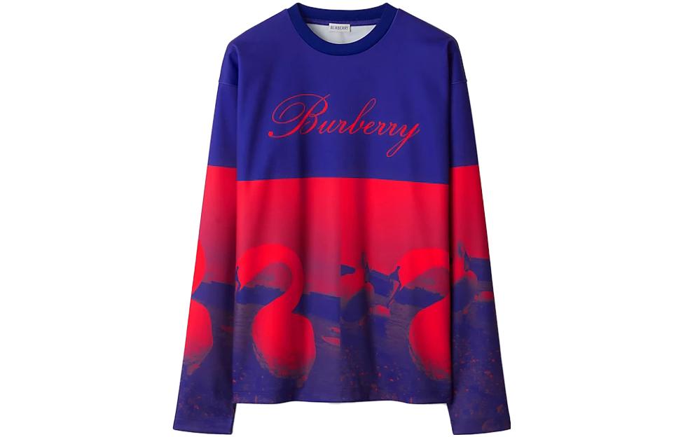 Burberry  Swan Print Logo Embroidered Long Sleeve Crewneck Sweatshirt. 80773341
