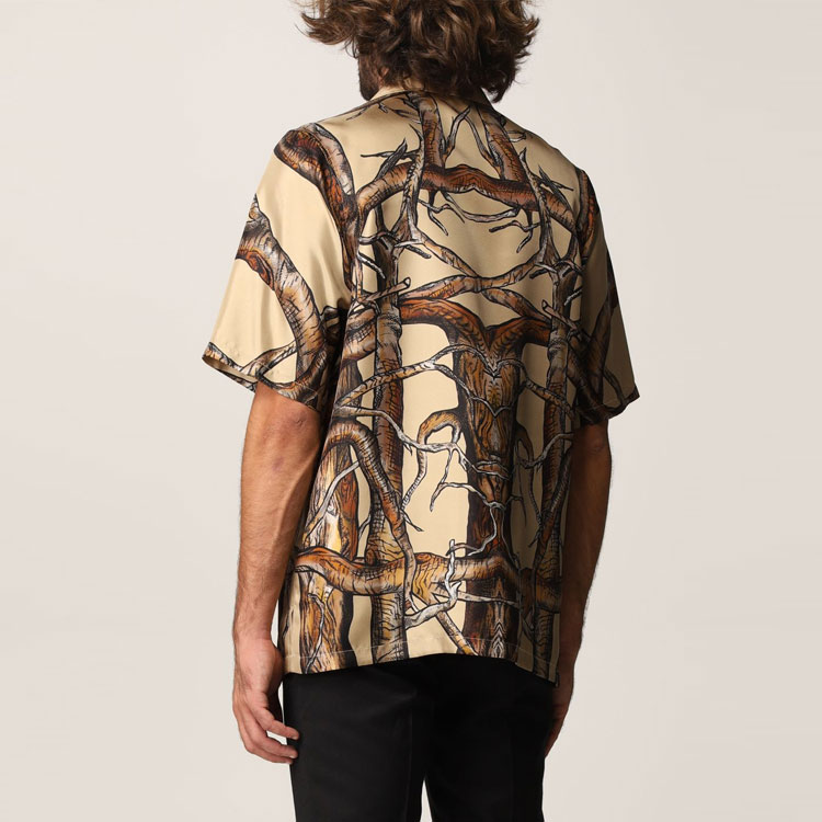 Burberry  Textured Pattern Cuban Collar Short Sleeve Shirt Beige 80420301 圖 5