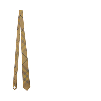 Burberry Tie with Check Pattern in Yellow Brown. 80834901
