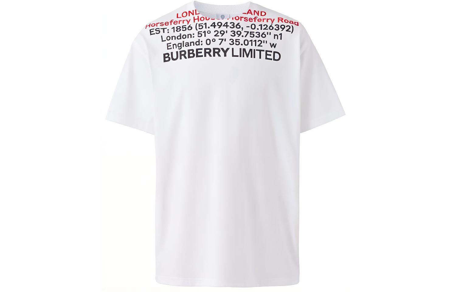 Burberry  White Alphabet Print Crew Neck Short Sleeve T-Shirt. 80483231