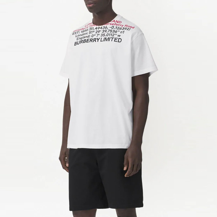 Burberry  White Alphabet Print Crew Neck Short Sleeve T-Shirt. 80483231 圖 4