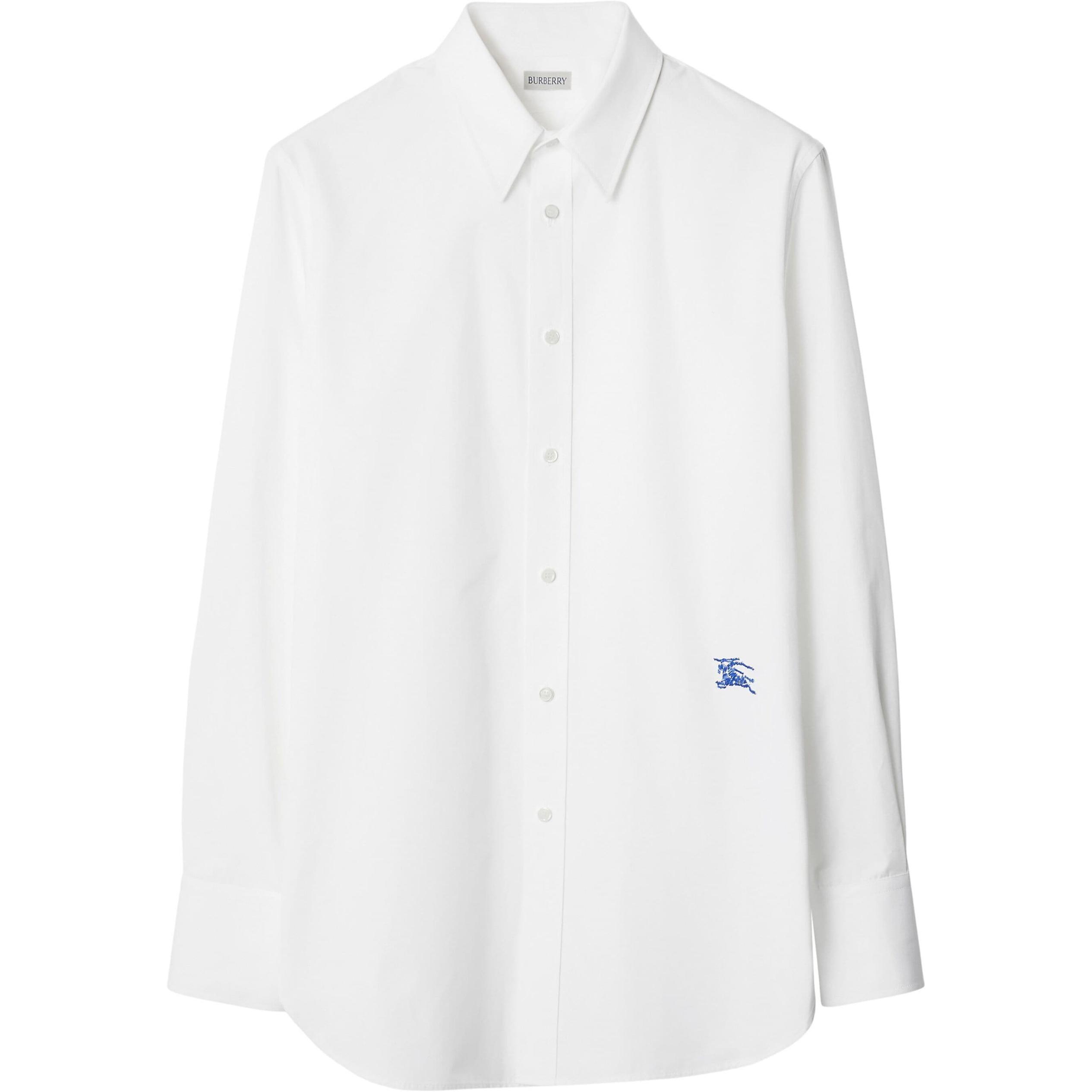 Burberry  White Casual Long Sleeve Shirt with Embroidered Pony Design 80790191