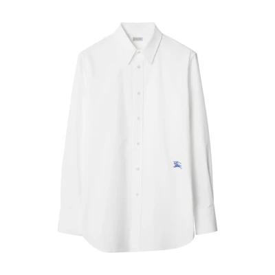 Burberry White Casual Long Sleeve Shirt with Embroidered Pony Design 80790191