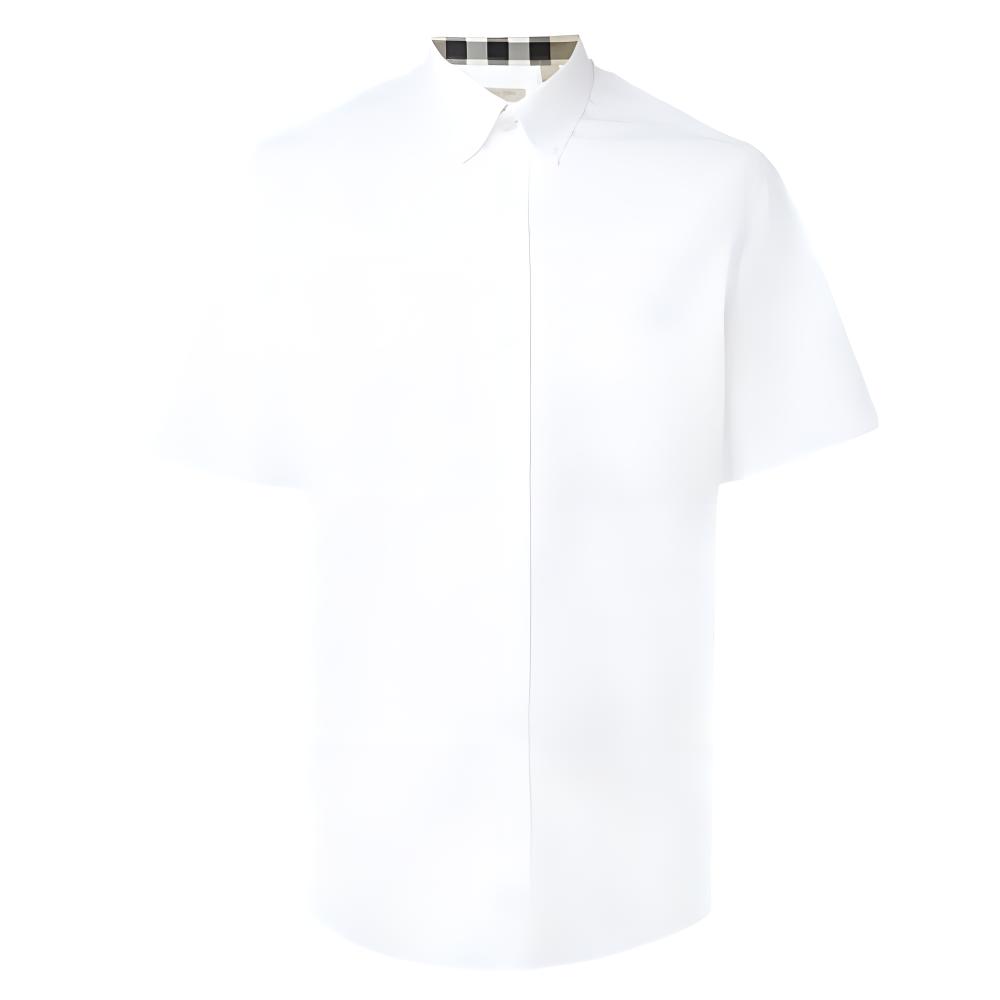 Burberry  White Casual Short Sleeve Shirt with Check Pattern 40047201