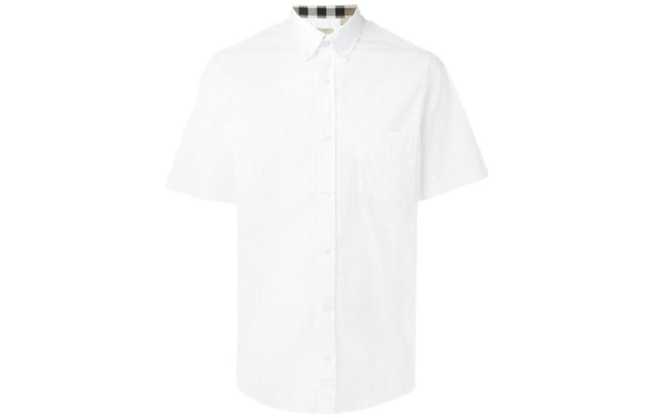 Burberry  White Casual Short Sleeve Shirt with Check Pattern 40047201 圖 2