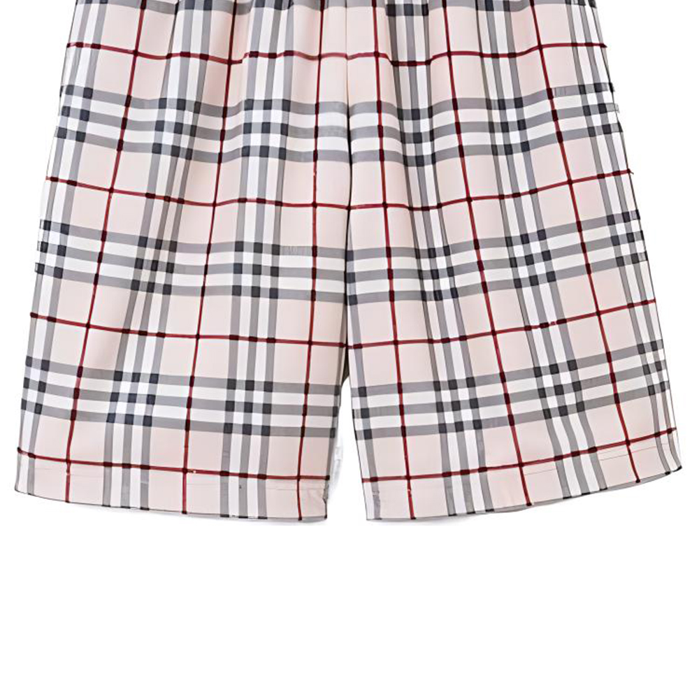 Sizing 博柏利 白色格纹松紧腰休闲短裤 80741771