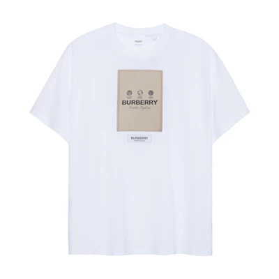 Burberry White Colorblock Logo Patch Crewneck T-Shirt. 80575291