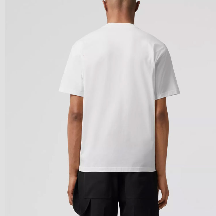 Purchase 博柏利 白色拼接徽标贴片圆领T恤。 80575291