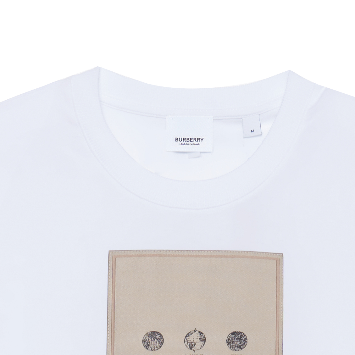 Sizing 博柏利 白色拼接徽标贴片圆领T恤。 80575291