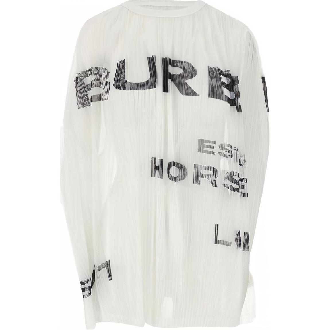 Burberry  White Crew Neck Tank Top with Letter Print and Pleated Design. 45674681