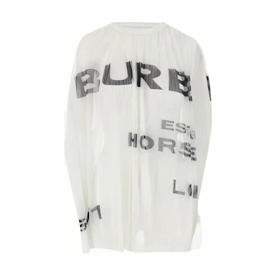 Burberry White Crew Neck Tank Top with Letter Print and Pleated Design. 45674681