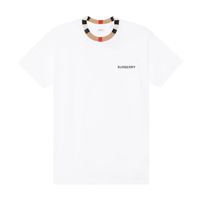 Burberry White Crewneck T-Shirt with Embroidered Logo. 80695391