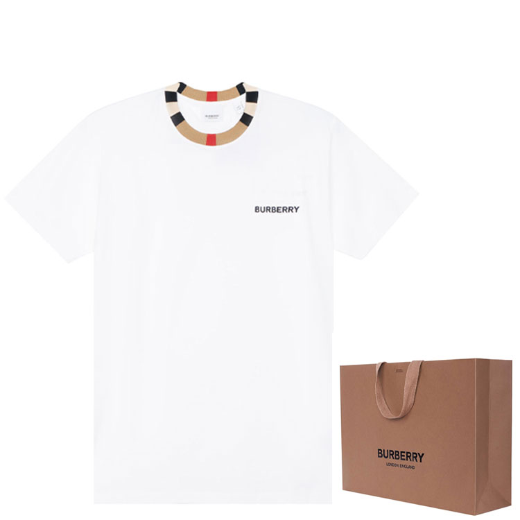 Shop Burberry Kaos Putih Crewneck dengan Logo Bordir. 80695391